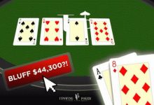 博狗扑克：德州扑克听两头顺全下诈唬撞AA，勇气惊人-博狗扑克 蜗牛扑克 德州扑克跟我学