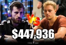 【EV扑克】翻前KJo诈唬4-bet撞AA,最后这个近50万刀底池归谁了?-博狗扑克 蜗牛扑克 德州扑克跟我学