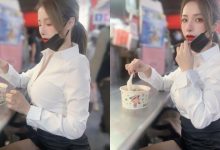 「性感OL正妹」路邊攤吃麵！丁丁「前凸後翹」套裝包不住，絕對領域若隱若現-博狗扑克 蜗牛扑克 德州扑克跟我学