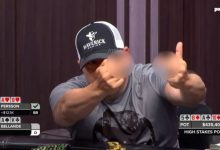 【EV扑克】丹牛vs中指哥掀史诗大战！中指哥能从职牌身上诈唬百万底池？-博狗扑克 蜗牛扑克 德州扑克跟我学