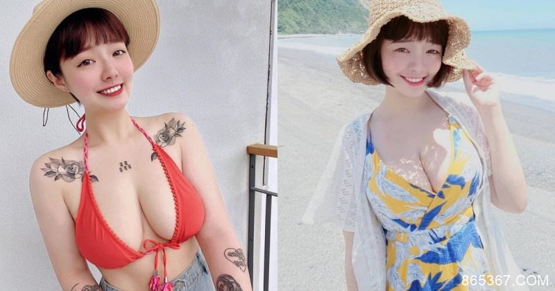 短髮正妹挺「ＵＵ奶」辣穿比基尼！白嫩豐滿的「大份量豪乳」有夠兇！