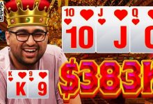 【EV扑克】翻牌击中同花顺，看他如何设套诱捕对手-博狗扑克 蜗牛扑克 德州扑克跟我学