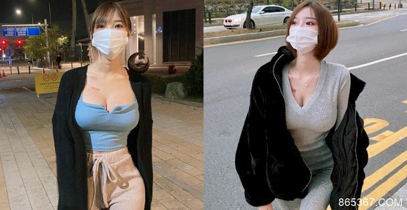 臉可以遮但奶不行！「雪乳正妹」爆奶上街　展現驚人軟實力