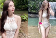 這套太強！「白皙正妹」野溪瀑布玩耍，性感泳裝設計大秀「蠻腰美乳」！-博狗扑克 蜗牛扑克 德州扑克跟我学