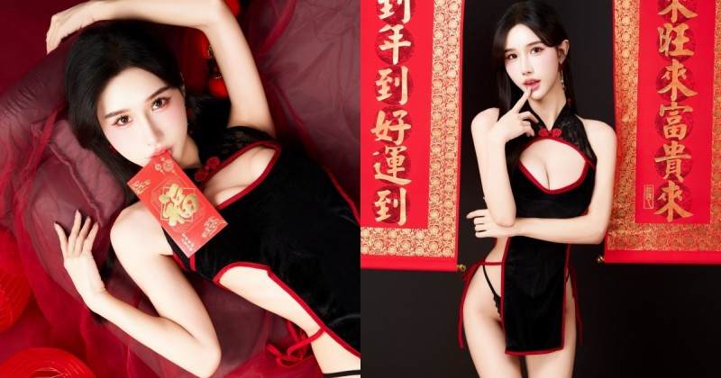 這樣穿旗袍也太辣！氣質女神「夢夢」白嫩美體外露，美乳翹臀通通有！