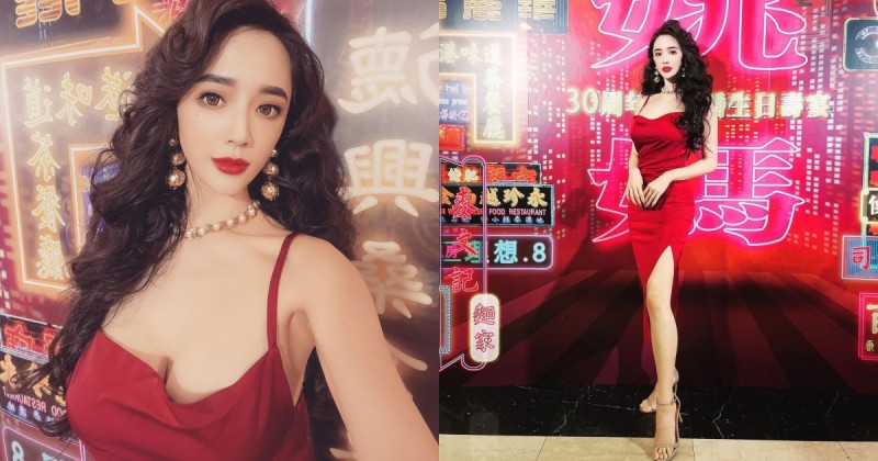 人氣正妹「Zihan Weng 子涵」港風造型超美艷！「渾圓雪乳」低胸禮服罩不住啊～