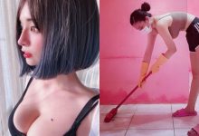 好兇猛的「巨乳清潔工」！彎腰刷地美胸爆出，正面竟還神似橋本環奈！-博狗扑克 蜗牛扑克 德州扑克跟我学