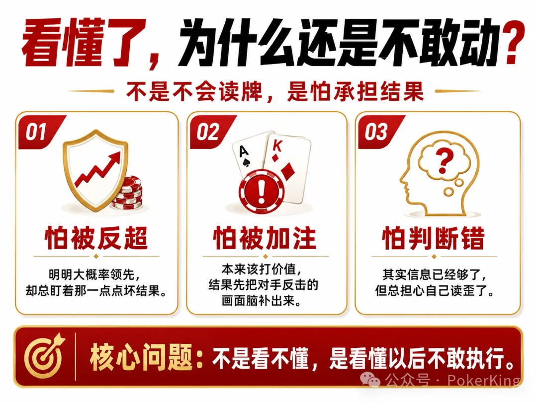【EV扑克】看穿范围却不敢动？你不是没读懂牌，只是被恐惧按住了手